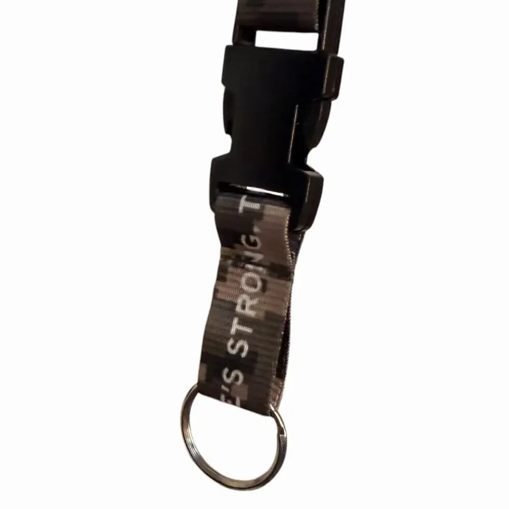 US Army There's Strong Then There's Army Strong Lanyard Keyring Buckle Closure
